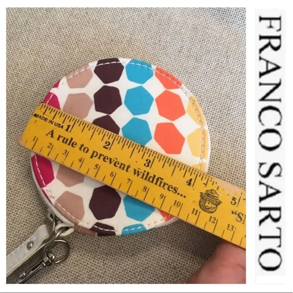 Franco Sarto Round Coin Purse Key Fob Bright Dots